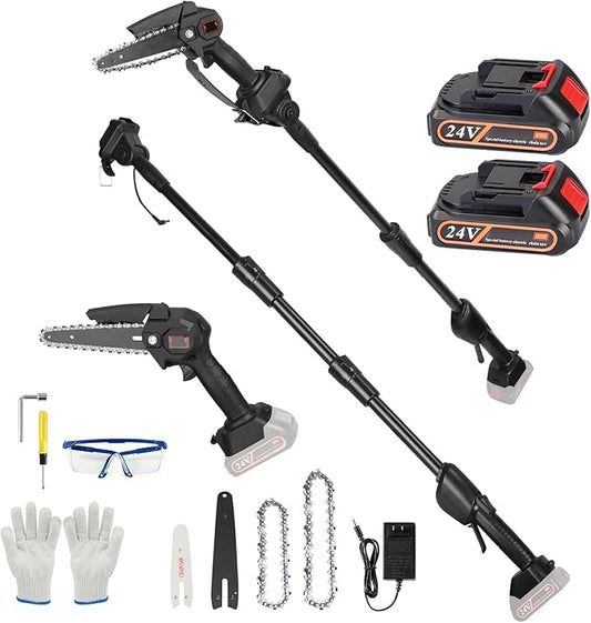 2-in-1 Cordless Pole Saw & Mini Chainsaw, Battery Powered 5.1lb Lightweight Multi-Angle & 13FT MAX Reach 6 Inch Electric Pole Saw for Tree Trimming & Branch Cutting