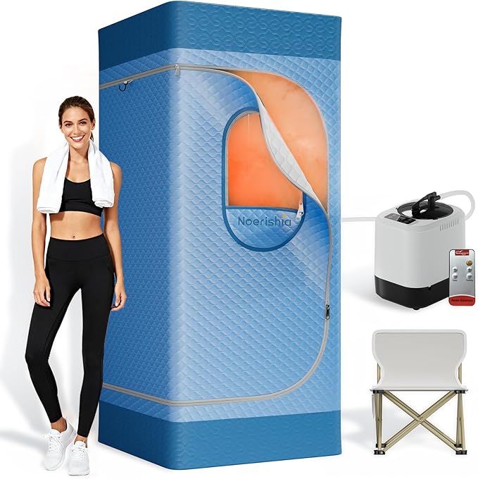 Sauna Box, Upgraded Portable Sauna for Home 5-Layer Waterproof, 3L 1200W Steamer, 9 Levels, Dual YKK Zippers, Big Folding Chair, 99 Mins Timer, Remote Control, Steam Sauna Room Personal Saunas Tent