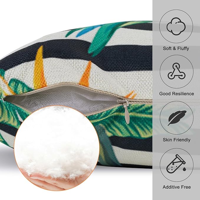 Outdoor Throw Pillows Waterproof Set of 2 Patio Pillows 18×18 Inch Decorative Pillows for Bed, Couch, Sofa and Patio Furniture