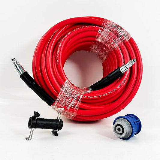 5800PSI/400Bar Ultra Flexible Pressure Washer Hose for Bosch Home Cleaning, 5M-30M High Pressure Extension Tube with Quick-Connect Adapter,(Red/Blue/Yellow/Green/Grey/Orange/Light Blue)(Red,50FT)