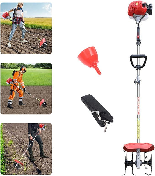 2-Stroke 42.7cc Gas Powered Trimmer, Grass Pruner Rototiller, Gasoline Engine Trimmer Machine Handheld Efficient Trimming Tools