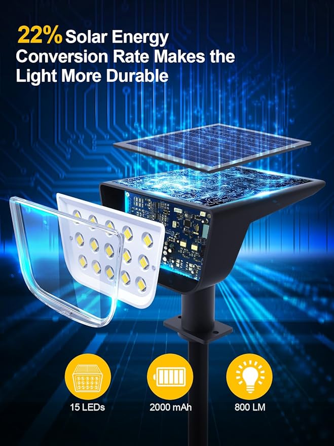 Solar Spot Lights Outdoor, Ultra Bright Solar Garden Lights Warm White, IP68 Waterproof Landscape Spotlights, 800LM 2700K for Yard Garden Wall Driveway, 2 Pack