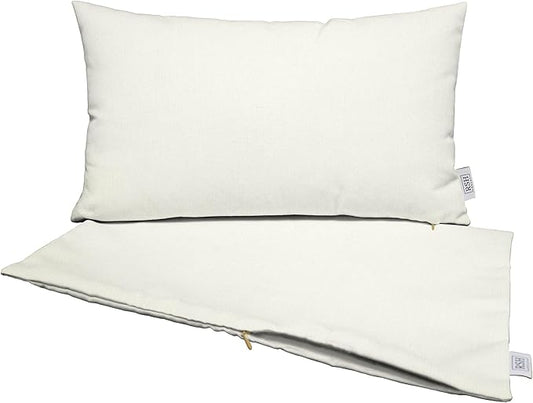 RSH DECOR: Sunbrella Pillow Covers Set of 2 | Covers Only - 26" x 16" | Outdoor Lumbar Pillow Covers Crafted with Sunbrella Performance Fabric | Canvas White