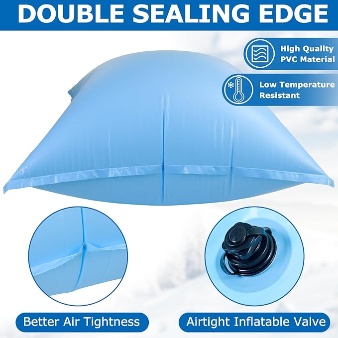 Hungdao 6 ft x 6 ft Pool Air Pillows for Above Ground Heavy Duty Air Pillow Kit for Winterize Closing Large Square Cushion Swimming Pool Closing Protects Covers with Cords