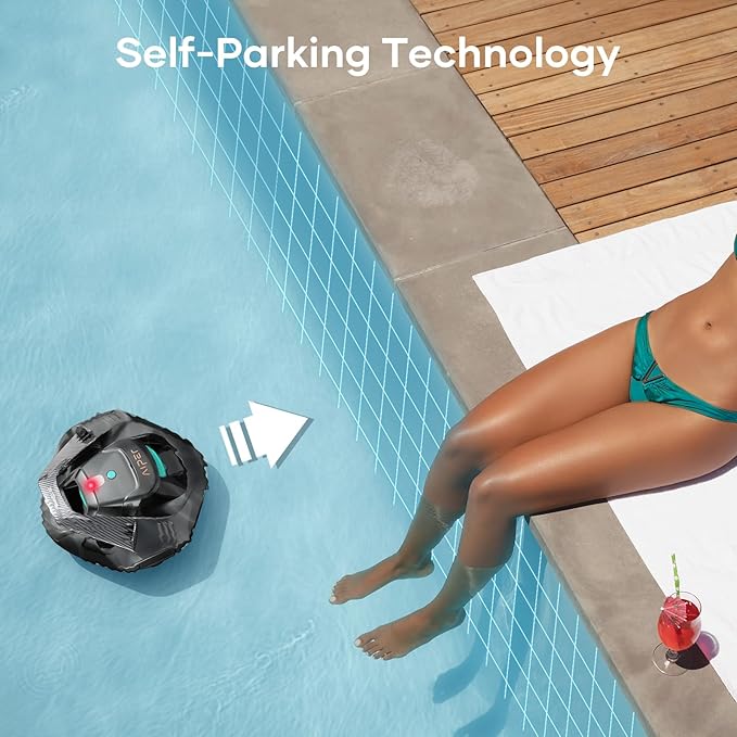 AIPER Cordless Robotic Pool Cleaner, Pool Vacuum Lasts 90 Mins, LED Indicator, Self-Parking, Ideal for Above-Ground Flat Pool up to 860 sq.ft
