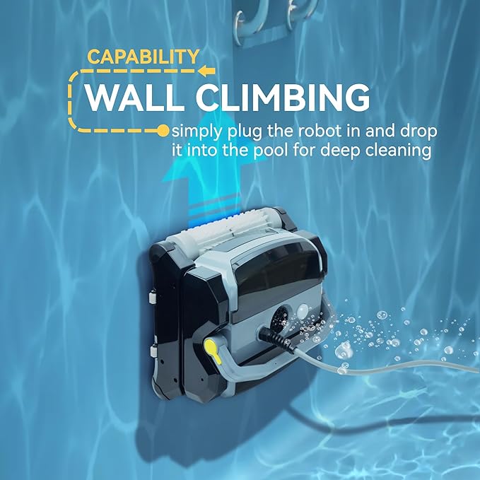 Fully Automatic Robot Swimming Pool Vacuum Cleaner, with Wall-Climbing Function, 360 Degree Kink Free Patented Technology, Swimming Pool Cleaning Robot, Large Filter Installed On The Top,82 Ft