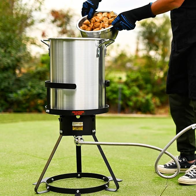 Barton Propane 30 Qt Turkey Flyer Fish Fryer Boiler Steamer Set, 37,000 BTU Burner, Ideal for Outdoor Cooking Seafood Boiler Roaster Crawfish Boiling Gas Stove