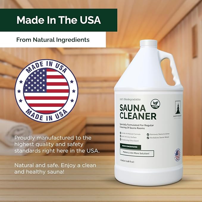 Sauna Cleaner - Natural Wood Cleaner & Deodorizer - Makes 10x More Solution - 1 Gallon (128 Fl Oz)