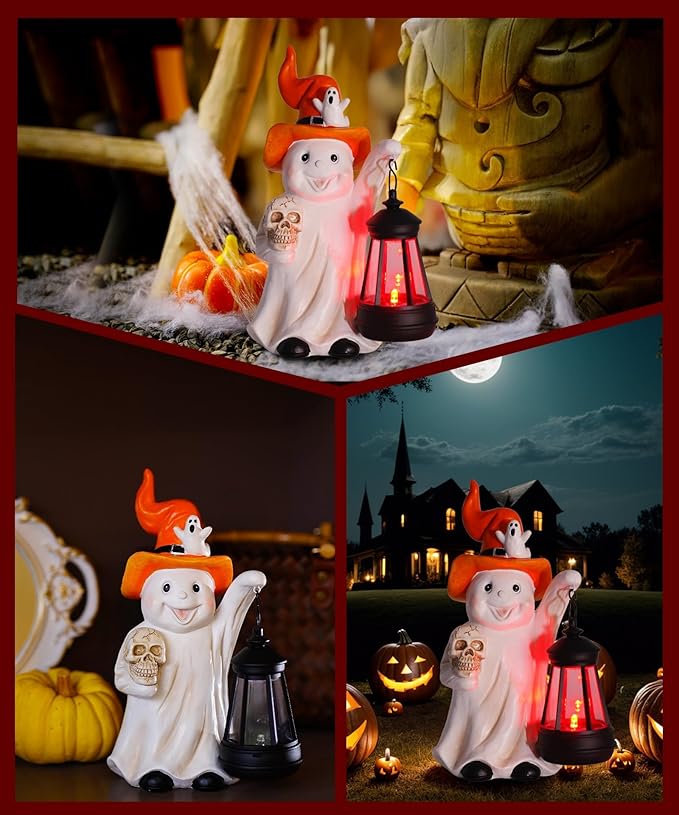 Qeeman Ghost Statues for Garden Decor : Halloween Waterproof Outdoor Decorations Yard Art Resin Figurines for Patio Balcony Porch Lawn Ornaments