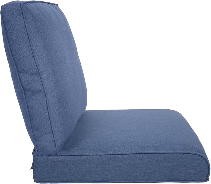 Pop 22x25/22x24 Outdoor Replacement Cushions - 1 Set High Back Deep Seat Patio Furniture Pillows for Rattan Dining Swivel Rocking Chairs Loveseat Couch Sectional Sofa - Navy Blue/Classic