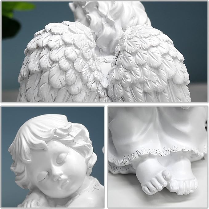 Praying Angel Figurine, Waterproof Angel Wings Statue, Garden Memorial Angel, Resin Praying Angel Figurine for Home Decor or Garden