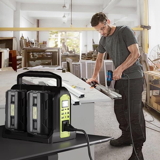 350W Power Inverter for Ryobi 40V Li-ion Battery, OP401 4-Port 40V to 120V Pure Sine Wave Inverter with LED Light, 3 USB-A Port, 1 USB-C Port, 1 DC Port, Power Station for Camping Emergency(Tool Only)