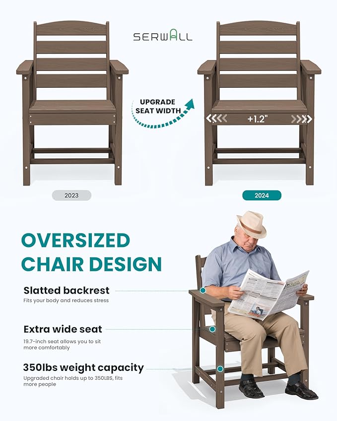 SERWALL Patio Dining Chair Set of 2, Coffee