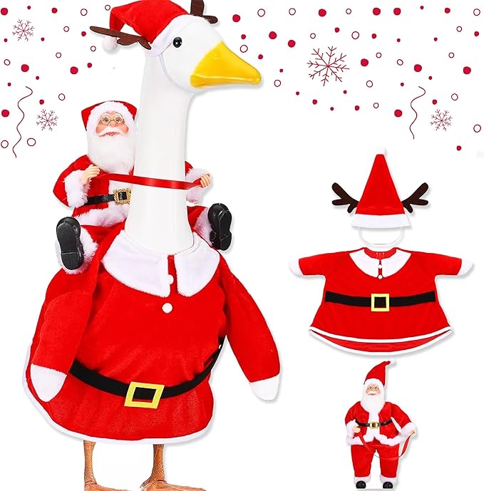Porch Goose Christmas Outfits Clothes for 23 Inch Porch Goose Costume for Yard Lawn Outdoor Garden Patio Statue