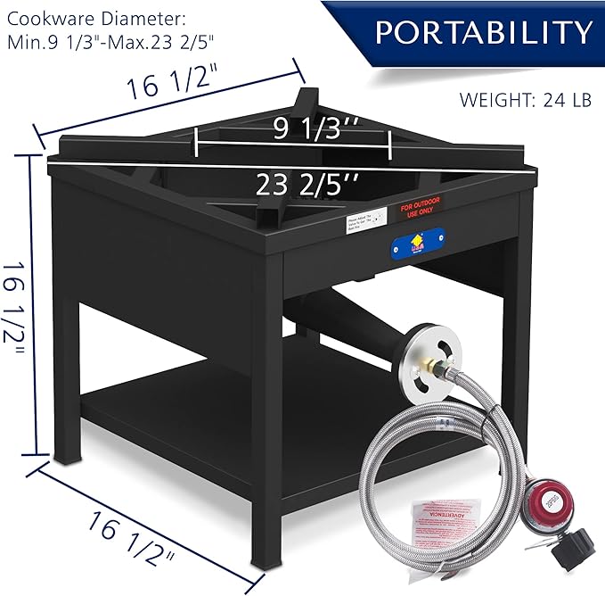 ARC 64QT Stainless Steel Pot with 200,000BTU Propane Fryer, Seafood Boil Pot, Crab Boil Pot, Lobster Pot, Shrimp Boil Pot, Tamale Steamer Pot with Basket and Turkey Fryer Burner