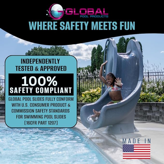 Global Pool Products Splash Inground Swimming Pool Water Slide Deck Mounted Right Curve Turn Sand GPPSSP-Sand-R