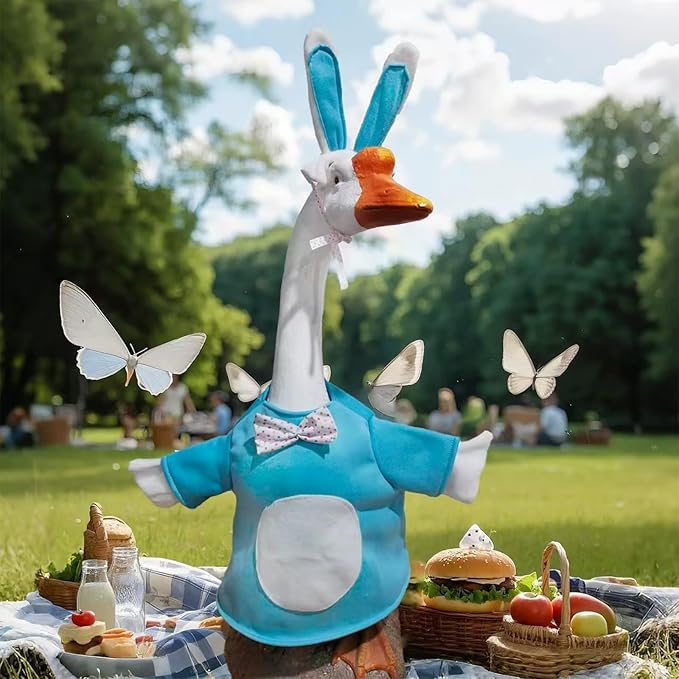 Porch Goose Outfits for 23" Plastic Porch Goose Rabbit Outfit Goose Clothes for Cement Goose for Indoor Outdoor Garden Yard Lawn Patio Art Decor(TZ)