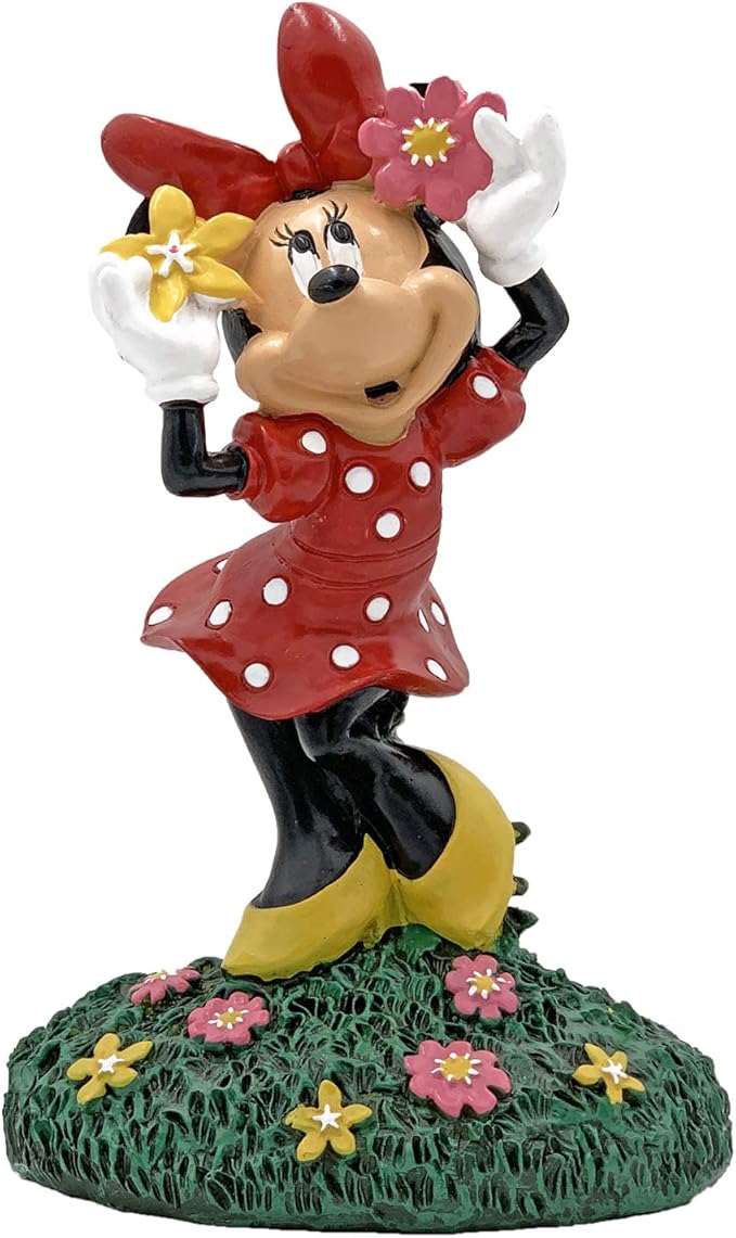Minnie is Holding Flowers on her Head Everyday Outdoor Garden Statue, 8 Inches Tall, Official Licensed Disney Product