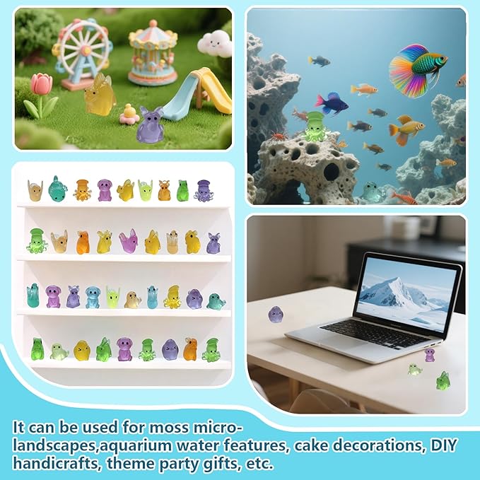 150/200 Mini Resin Animals Variety Pack Kit, 30 Types Tiny Resin Animals Figures, Hide Mini Figures Micro Landscape Ornaments Fairy Garden Accessories (200)