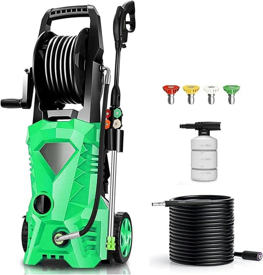 5000PSI Eectric Pressure Washer 2025 2.8GPM High Power Washer with 4 Pressure Nozzle and Soap Bottle for Home, Car Washing, Fence Cleaning, Patio (Light Green)