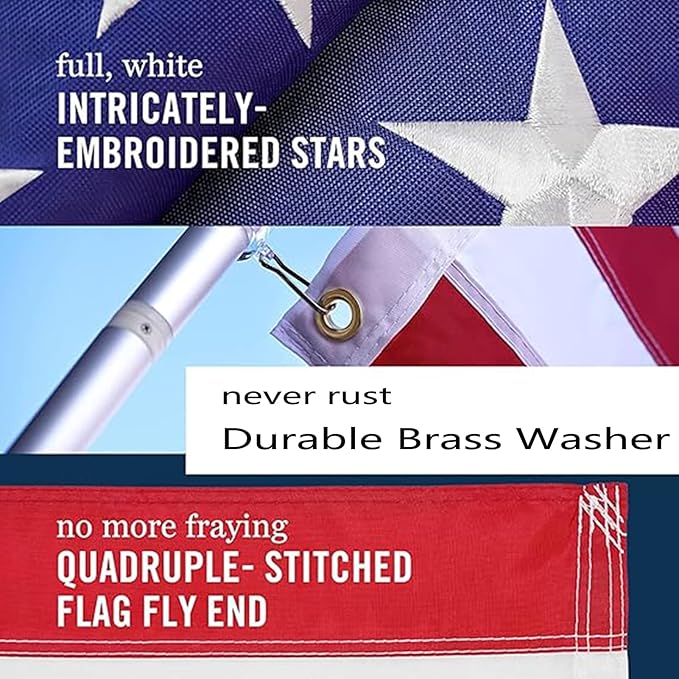 American Flag 3X5 | Heavy Duty American Flags 3x5 |600D Polyester Material USA Flag - Allegiance Flags For Outside 3x5,With Embroidered Stars and Sewn Stripes,Tearproof All-Weather Outdoor Flag.
