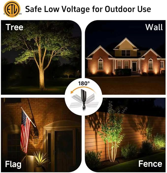 Gardenreet Low Voltage Spotlight LED - 12V Black Outdoor Light Fixture Weather Proof, Brass Landscape Lights Hardwired, Coastal for Flag Sign Without Bulbs (10 Pack)