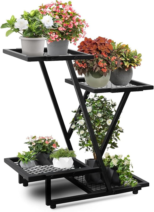 4Tier plant stand，outdoor plant stands for patio，Planter Display ShelvingIndoor Outdoor，Multiple Flower Pot Holder， suitable for garden corners, balconies, and living rooms