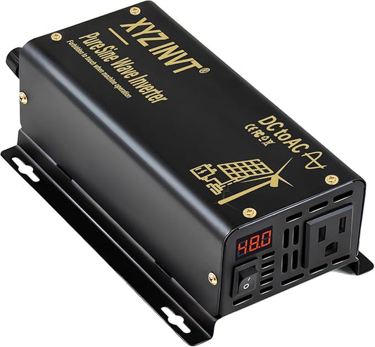 300W Pure Sine Wave Inverter DC 48V to AC 110V 120V Power Converter 600W Peak with LED Display for Most Small Power Appliances
