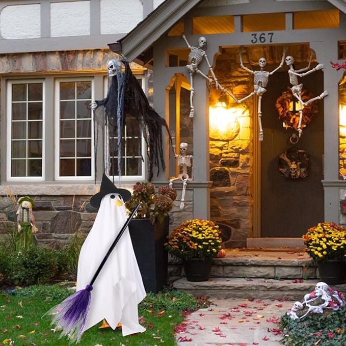 DIYDEC Halloween Ghost Goose Outfit Lawn Porch Goose Clothes Fall Halloween Goose Costume for 23" Geese Outdoor Patio Yard Lawn Decoration