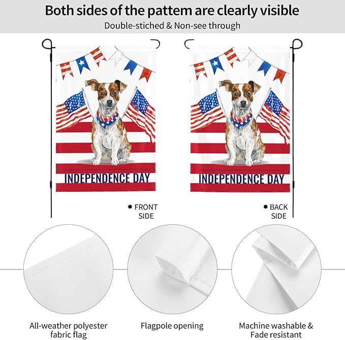 Independence Day Dog Garden Flag Vertical Double Sided Outdoor Yard Flags 12.5x18 Inch Burlap Banners Vertical Double Sided for Outdoor Decor Lawn