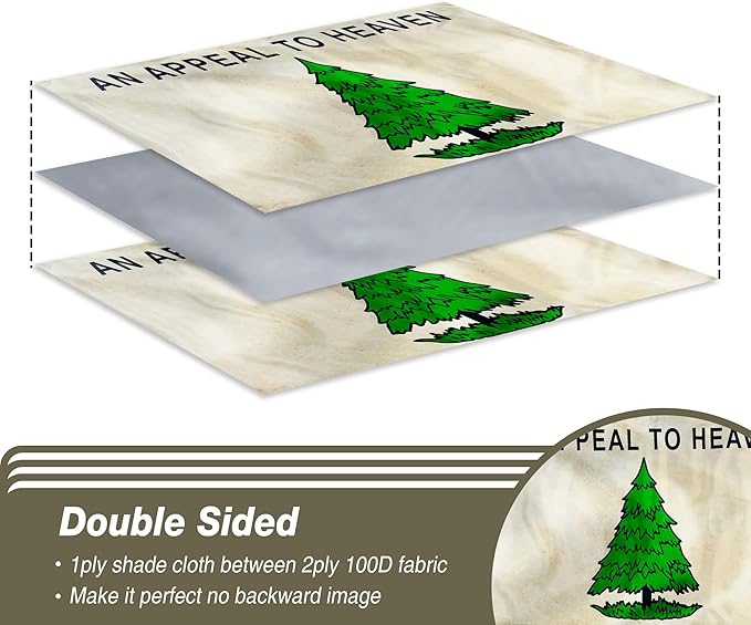 XIFAN Double Sidede an Appeal to Heaven Flag, 3x5 ft Quality Polyester, Vintage Pine Tree Flag Liberty Tree, Brass Grommets Outdoor Banner Decoration