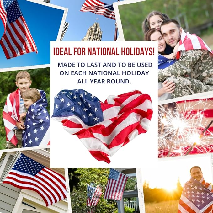 American Flag - Heavy-Duty US Flag - Embroidered Stars - Nylon USA Flag Built for Outdoors - Sewn Stripes - UV Protection - Brass Grommets (5x8 ft)