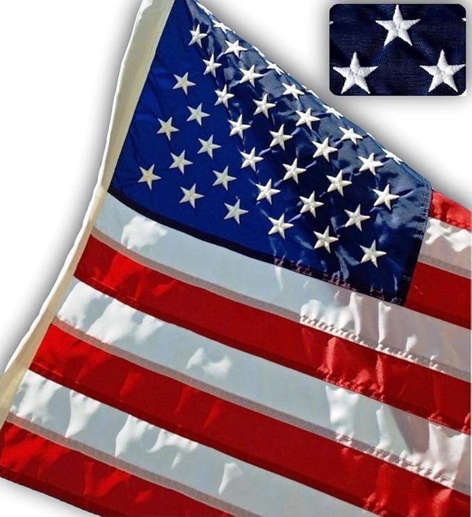 US Flag Factory - 2.5x4 FT US American Flag (Embroidered Stars, Sewn Stripes) Outdoor SolarMax Nylon Flag - Made in America - Premium Quality (2.5x4 FT)