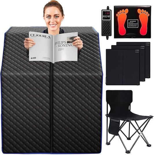 Infrared Sauna Box for Home, Portable Personal Dry Sauna for Weight Loss and Detox, Carbon Crystal Heating, 9 Levels, 3.3'x2.9'x2.6'