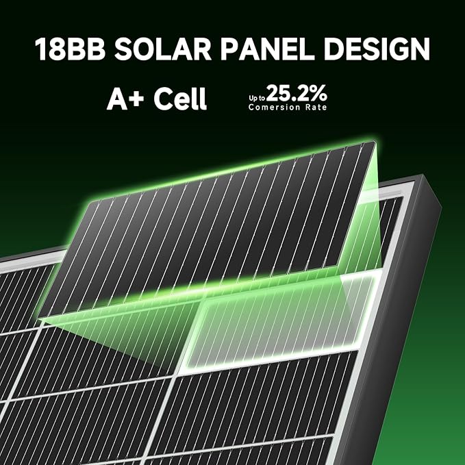 Bifacial 600 Watt Solar Panels 200 Watt Solar Panel 3 Pack 18BB Monocrystalline A+ Cell High-Efficiency Module PV Power Charger Homes Camping RV Battery Boat Caravan Other Off-Grid Applications