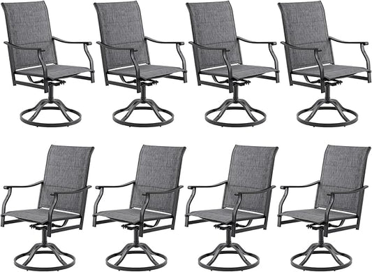 Soohow Swivel Outdoor Dining Chairs Set of 8, Patio Swivel Dining Chair with Textilene Fabric, Outdoor Metal Armchair All Weather Resistant, Ergonomic Comfort, Perfect for Patio, Backyard, Balcony