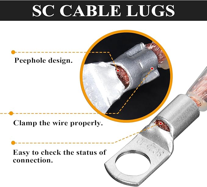 2 Gauge Battery Welding Cable, 12 Feet Black and 12 Feet Red CCA Wire with M8 & M10 SC Connector Lugs Shrinkable Tubing and Braided Sleeve for Car, Camper, RV, Solar Low Voltage Wiring
