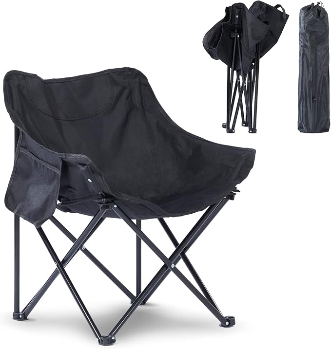 Oversized Portable Sauna Chair, Fast Folding Chair with Carrying Bag for Personal Home Sauna (Black)