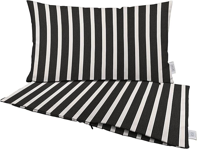 RSH DECOR: Sunbrella Pillow Covers Set of 2 | Covers Only - 26" x 16" | Outdoor Lumbar Pillow Covers Crafted with Sunbrella Performance Fabric | Shore Classic