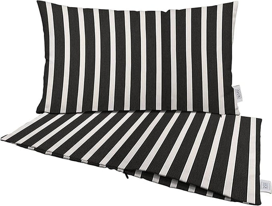 RSH DECOR: Sunbrella Pillow Covers Set of 2 | Covers Only - 20" x 12" | Outdoor Lumbar Pillow Covers Crafted with Sunbrella Performance Fabric | Shore Classic