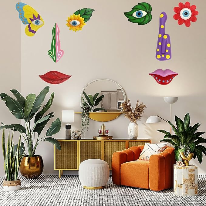 Tree Faces Decor Outdoor, Trees Art Decoration, Colorful Funny Outdoor Tree Faces Decor Creative Face for Patio Trees and Wall Decoration (Color 2)