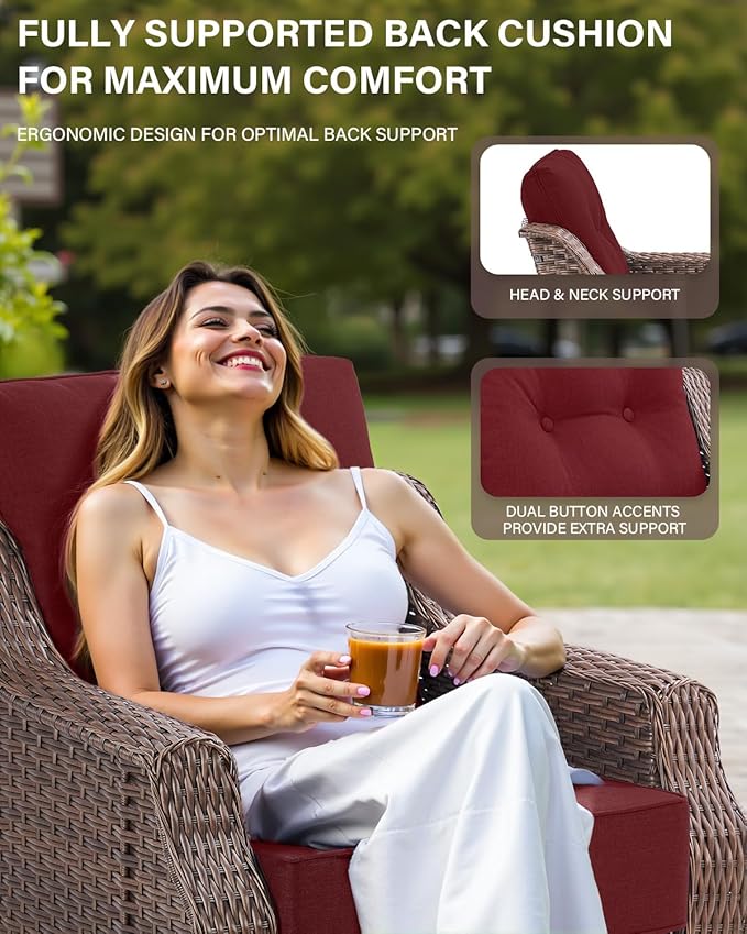 Belord High Back Outdoor Patio Furniture Set - Wicker Outdoor Swivel Rocker Patio Chairs with Sofa and Ottoman, All-Weather Patio Conversation Set for for Patio Deck Backyard