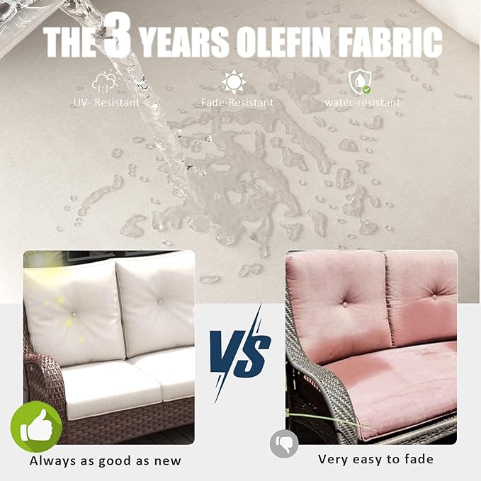 LayinSun 6 Pieces Outdoor Patio Furniture Set, Rattan Wicker Sectional Swivel Rocker Chairs Sets with Ottomans, Swivel Glider Chairs, and Coffee Table