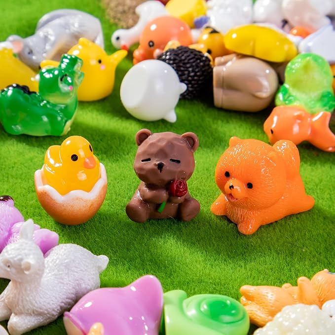72pcs Mini Resin Animals 72 Styles Variety Tiny Animals Figures Miniature Little Small Animal Figurines Bulk for Micro Fairy Garden Landscape Accessories Hide Crafts Decor Aquarium
