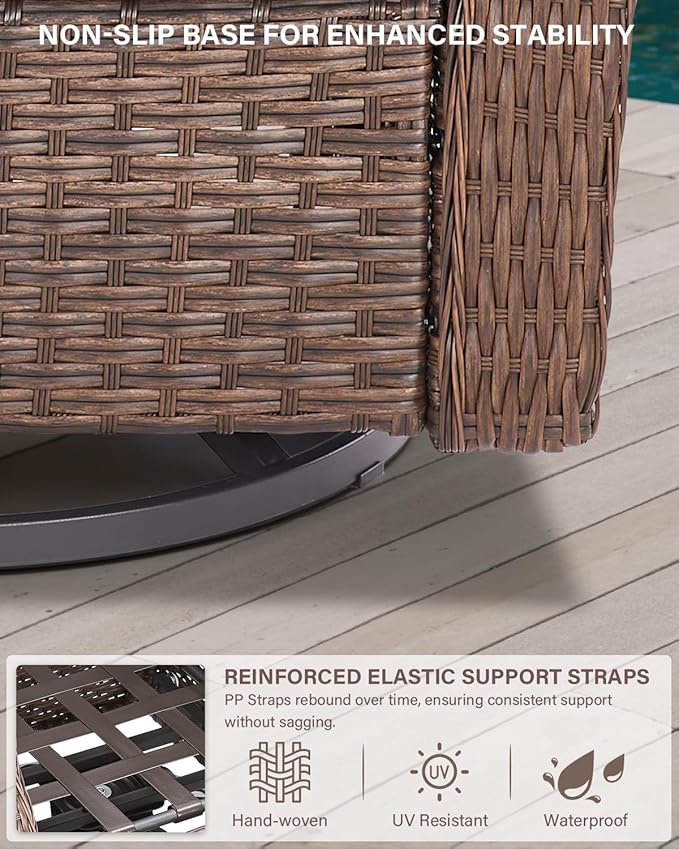Belord High Back Wicker Outdoor Furniture - 8-Piece Patio Conversation Set with Swivel Rocker Glider Patio Chairs Set of 2 and Rattan Couch, Coffee Table and Ottoman for Lawn Backyard Porch Garden
