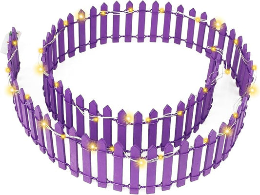 Mini Fairy Garden Fence, 35.5x2 Inch Cuttable Small Wood Picket Fence, DIY Miniature Accessories Decoration for Dollhouse, Crafts, Vegetable Platter, Cake(Dark Purple)