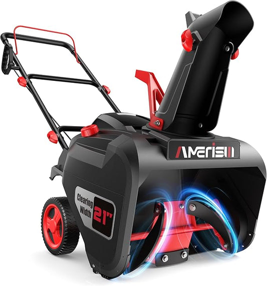 21-Inch 212cc Gas Snow Blower, Single-Stage Snow Thrower with Recoil Start, 180° Adjustable Chute, 21" Clearing Width, 8-in Wheels, Lightweight Snow Removal for Driveway & Sidewalks