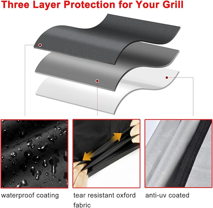 BBQ Grill Cover, 32-Inch Heavy Duty Waterproof UV Resistant Tear Resistant Barbecue Gas Grill Cover for Outdoor Grill, Fit for Nexgrill Brinkmann Weber Char-Broil