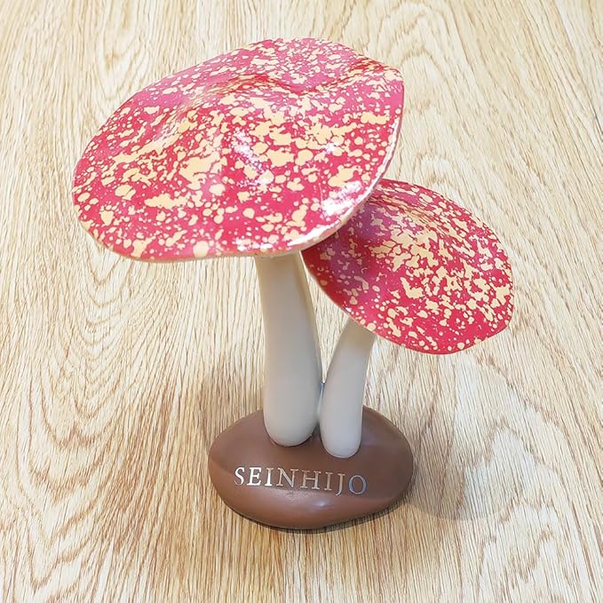 SEINHIJO Mushroom Decor Sculpture Garden Gifts Statue Outdoor Fairy Figurine Modern Patio Arts Polyresin 8.3inch