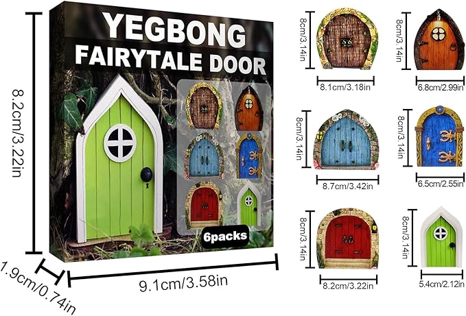 Enchanted Fairy Door for Tree Trunks - Weather-Resistant Miniature Garden Decor, 6-Piece Whimsical Outdoor Accessory Kit for Kids & Fantasy Enthusiasts (Fairy Tale Style-1)